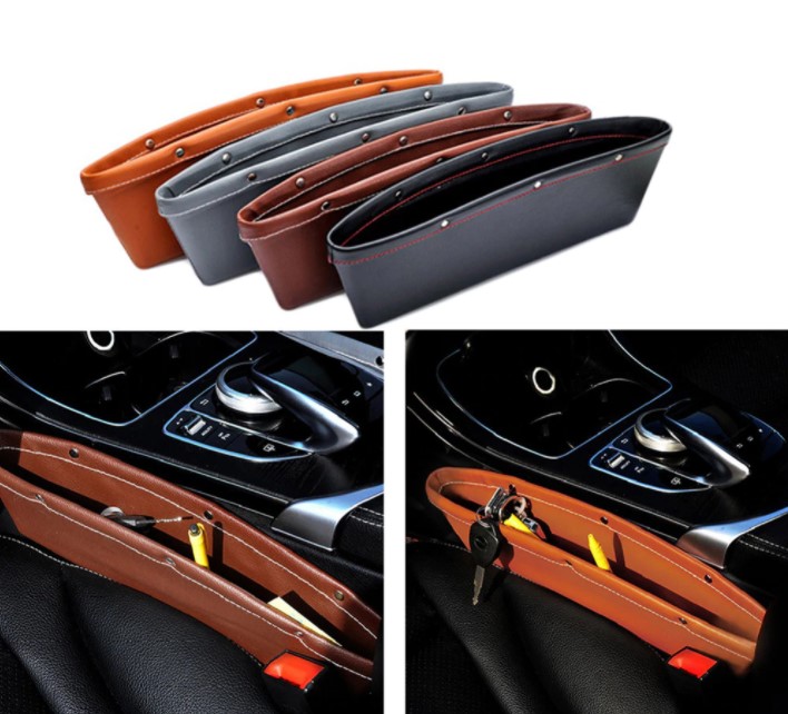 حقائب الفاخرة لتخزين لوازم بين فجوات المقاعد من الجلد (Car seat 2pcs)